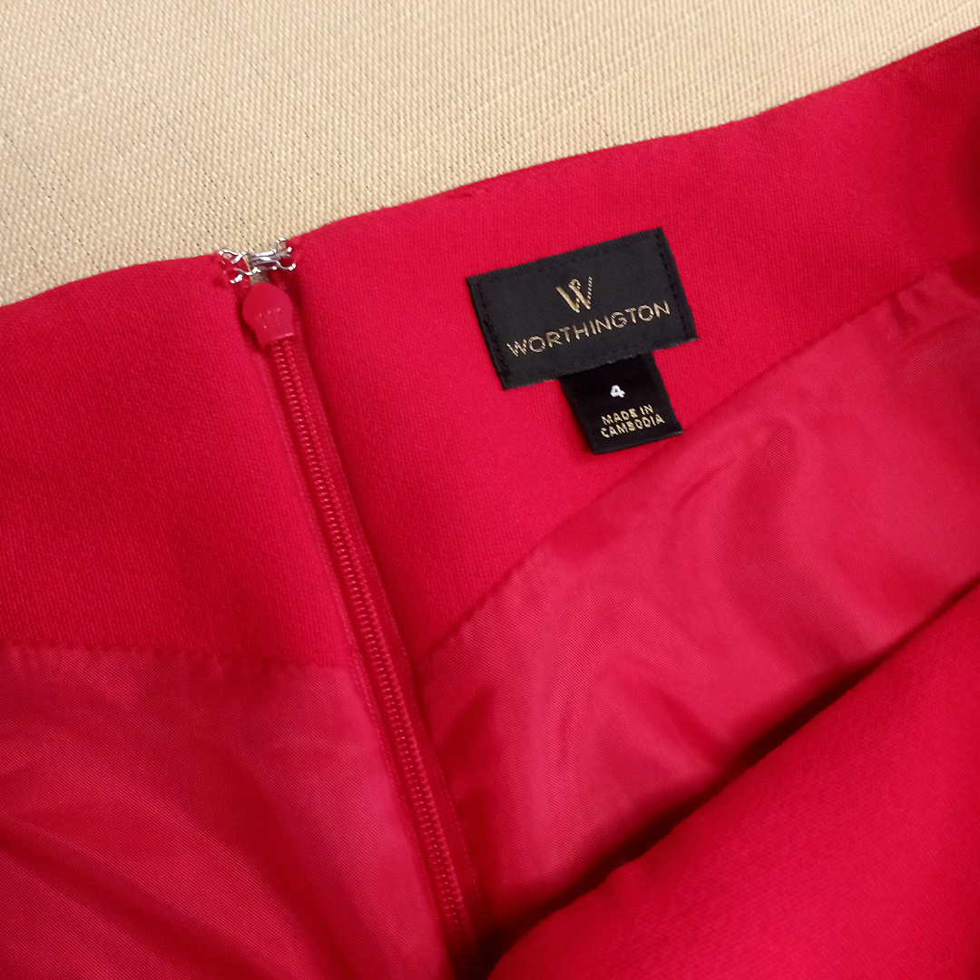 Red High-Waist Pencil Skirt | Worthington
