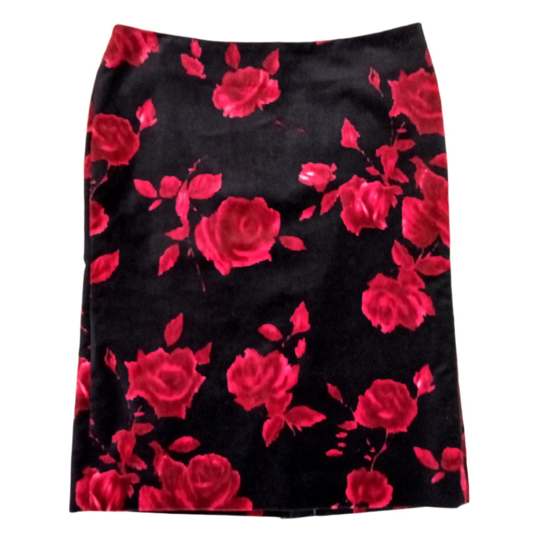 Rose Print Velvet Pencil Skirt | Talbots